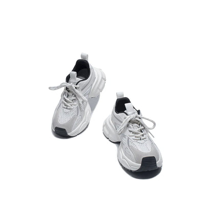 BEAUTODAY Fashion Trainers Women Pig Suede Leather Mesh Mixed Colors Platform Lace-up Sneakers Ladies Shoes Handmade OG-B2112A