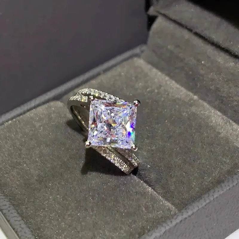 PANJBJ 925 Sterling Silver Geometry Zircon Rings For Women Fashion Double Layer Wedding Jewelry Party Gift Dropshipping - Touchy Style