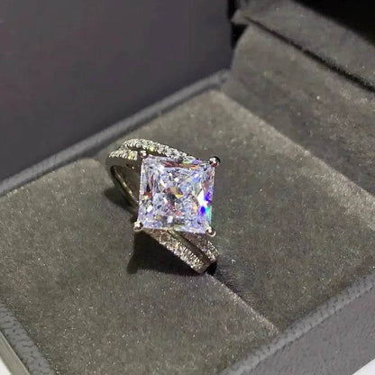PANJBJ 925 Sterling Silver Geometry Zircon Rings For Women Fashion Double Layer Wedding Jewelry Party Gift Dropshipping - Touchy Style
