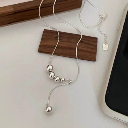 PANJBJ 925 Sterling Silver Bead Necklace for Women Design Tassels Sweater Chain Snake Bone Chain Jewelry Gift Dropshipping - Touchy Style