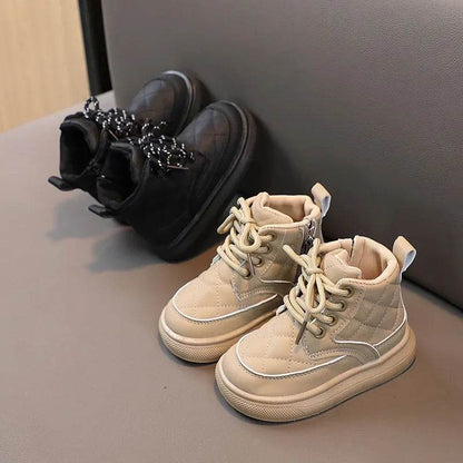 2024 Fashion Plaid Autumn Baby Girl Shoes Boys Ankle Boots Flexible Thick Bottom Children Snow Boots New Kids Winter Shoe G06253 - Touchy Style