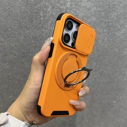 Slide Camera Protection for Magnetic Bracket Armor Case for iPhone 16 11 12 13 14 15 Pro Max 16 Plus Magsafe Durable Hard Cover - Touchy Style
