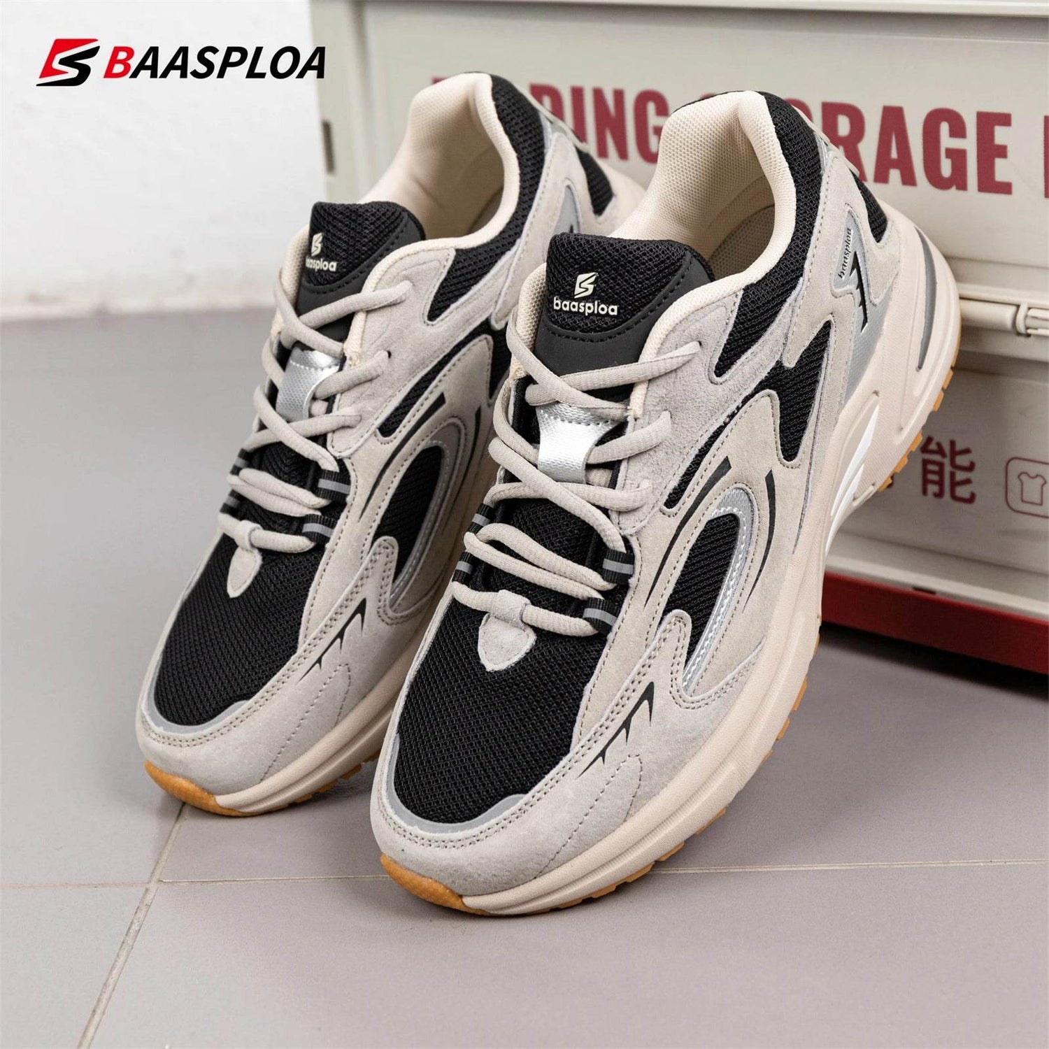 Baasploa Men Casual Sneakers Mesh Breathable Sport Shoes Male New Fashion Lace-Up Walking Shoes for Men Increase Antiskid - Touchy Style