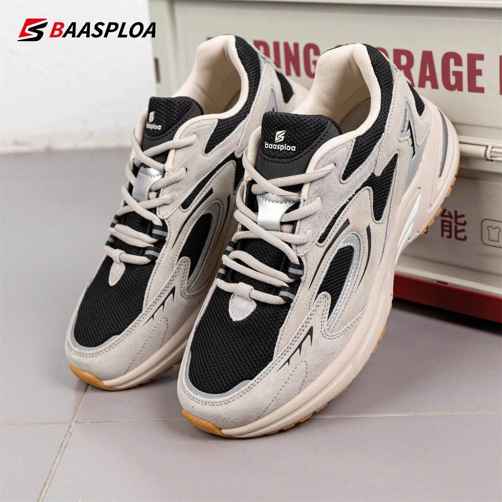 Baasploa Men Casual Sneakers Mesh Breathable Sport Shoes Male New Fashion Lace-Up Walking Shoes for Men Increase Antiskid - Touchy Style
