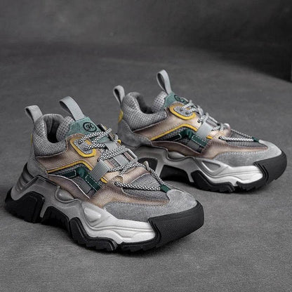 Genuine Leather Shoes Women Sneakers Lace-up Retro Mixed Colors New Spring Handmade Concise Platform Sneakers - Touchy Style