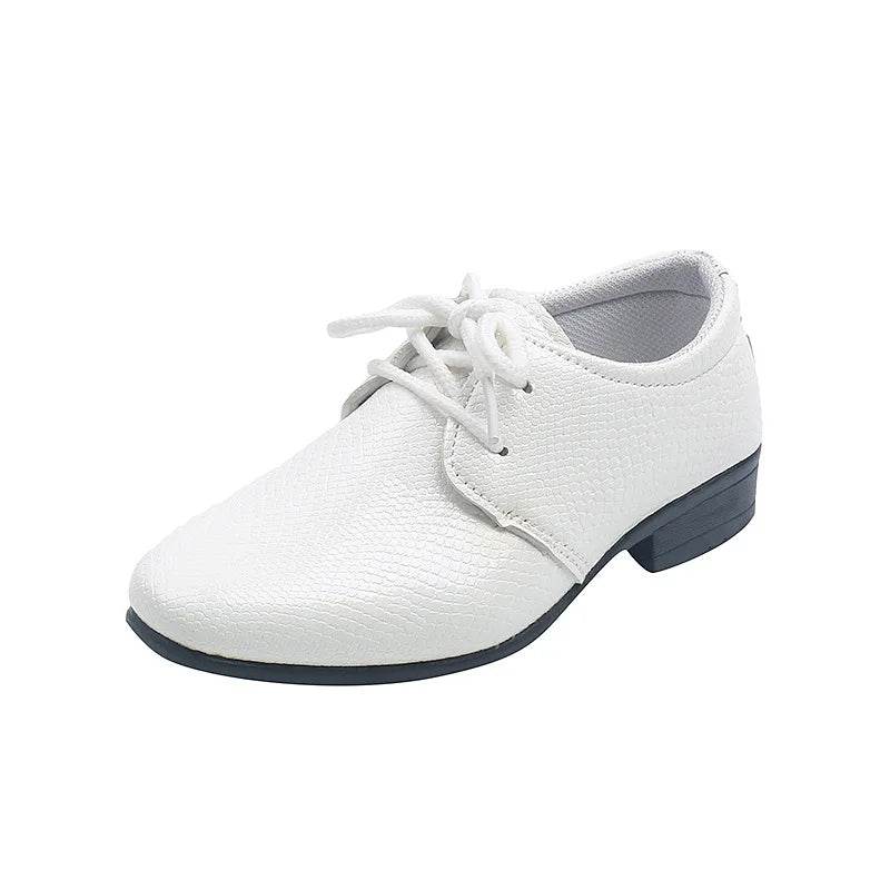 Child Boys Black Leather Shoes Britain Style for Party Wedding Low-heeled Lace-up Kids Fashion Student School Performance Shoes - Touchy Style