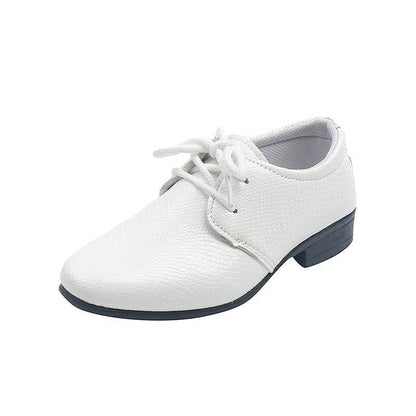 Child Boys Black Leather Shoes Britain Style for Party Wedding Low-heeled Lace-up Kids Fashion Student School Performance Shoes - Touchy Style