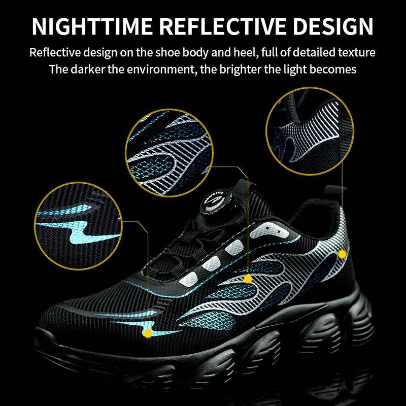 Reflective Safety Shoes Men Fashion Protective Sneakers Steel Toe Shoes Rotating Button Work Boots Men Puncture-Proof Male Shoes - Touchy Style