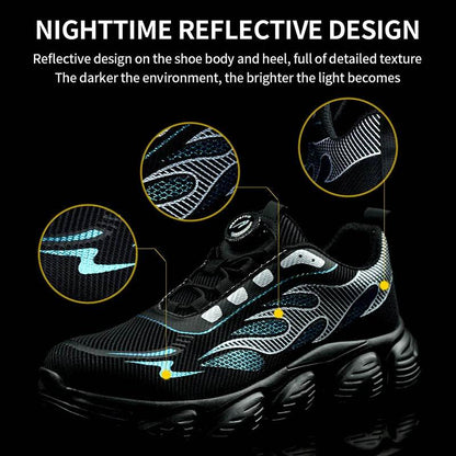 Reflective Safety Shoes Men Fashion Protective Sneakers Steel Toe Shoes Rotating Button Work Boots Men Puncture-Proof Male Shoes - Touchy Style
