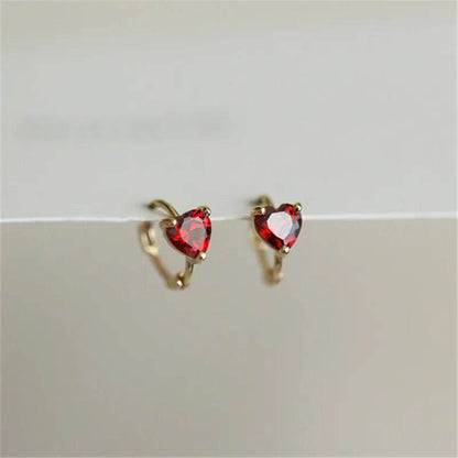 925 Sterling Silver Plated 14K Gold French Zircon Heart Earrings for Women Sweet Temperament Party Jewelry Accessories - Touchy Style