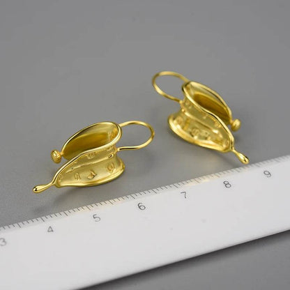 Lotus Fun Eternity of Memory 18K Gold Clock Shape Love Forever Dangle Earrings for Women 925 Sterling Silver Luxury Fine Jewelry - Touchy Style
