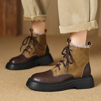 JOZHAMTA Size 34-40 Snow Boots For Women Real Leather Plush Fur Thick Heels Shoes Winter 2025 Platform Warm Furry Ankle Boots - Touchy Style