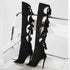 Street Style Thin High Heels Women Knee-High Boots Designer Hollow Out Zipper Shoes Party Prom Zapatos De Muje - Touchy Style