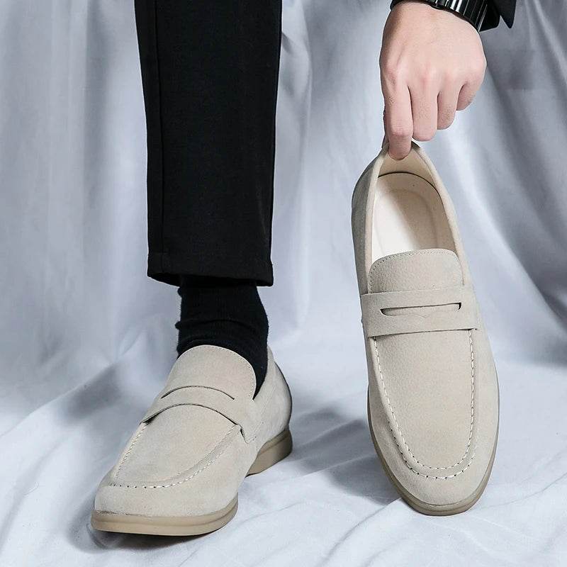 Classic Soft Suede Shoes Penny Men Loafers Slip On Leather Casual Men Shoes Comfort Driving Shoes Men Flats Walking Footwear - Touchy Style