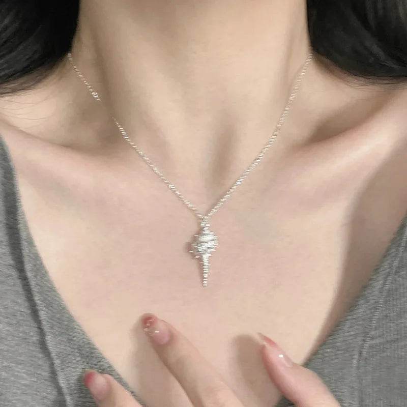 PANJBJ 925 Sterling Silver Conch Necklace For Women Irregular Texture Originality Versatile Jewelry Birthday Gift Dropshipping - Touchy Style