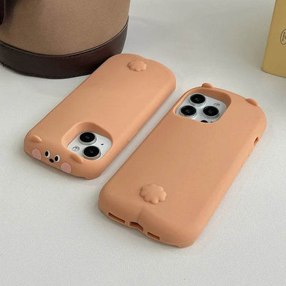 Cute Phone Cases For iPhone 16 Pro Max, 15, 13, 14 - 3D Milk Tea Bear - Soft Silicone Cover Shell - PC1010 - Touchy Style