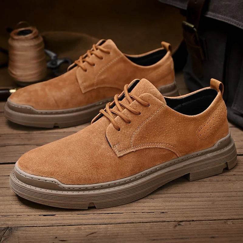 Retro Genuine Leather Men Shoes Casual Non Slip Wear Resistant Suede Leather Shoes Men Breathable Daily Business Shoe Hot Sale - Touchy Style