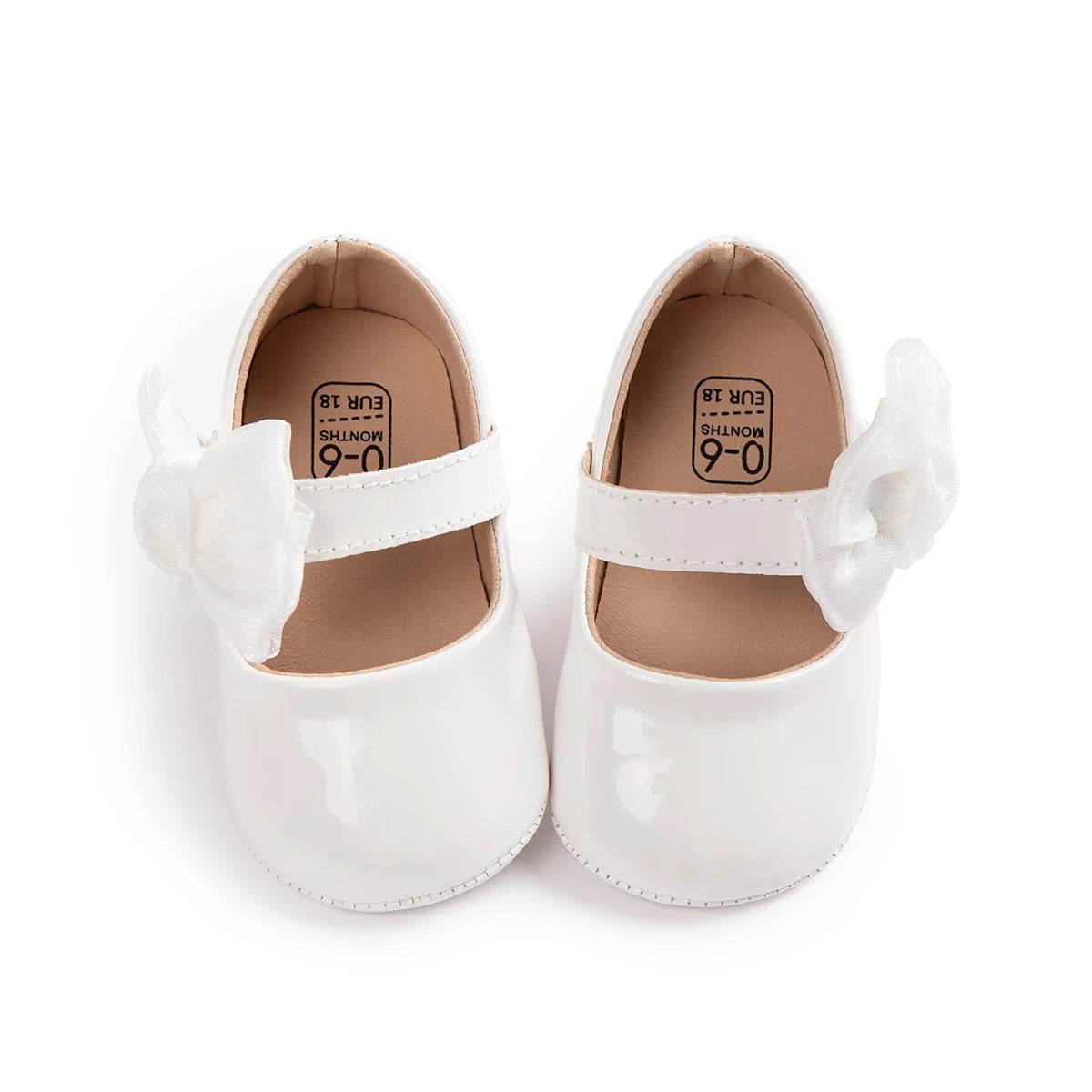 KIDSUN Baby Shoes Newborn Girl Princess PU Toddler Shoes Bow Decor Rubber Sole Anti-Slip First Walker Shoes 0-18M - Touchy Style