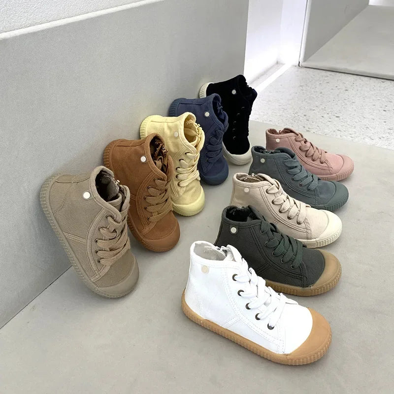 Children Casual Shoes Unisex 2024 Classic High Top Girls Canvas Shoes Student Lace up Sneakers for Boys Kids Shoes Child F08141