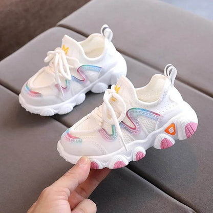 2024 Breathable Toddler Boy Sneakers Stretch Fabric Fashionable Baby Running Shoes Pink School Girl Sports Shoes Sneakers D07083 - Touchy Style