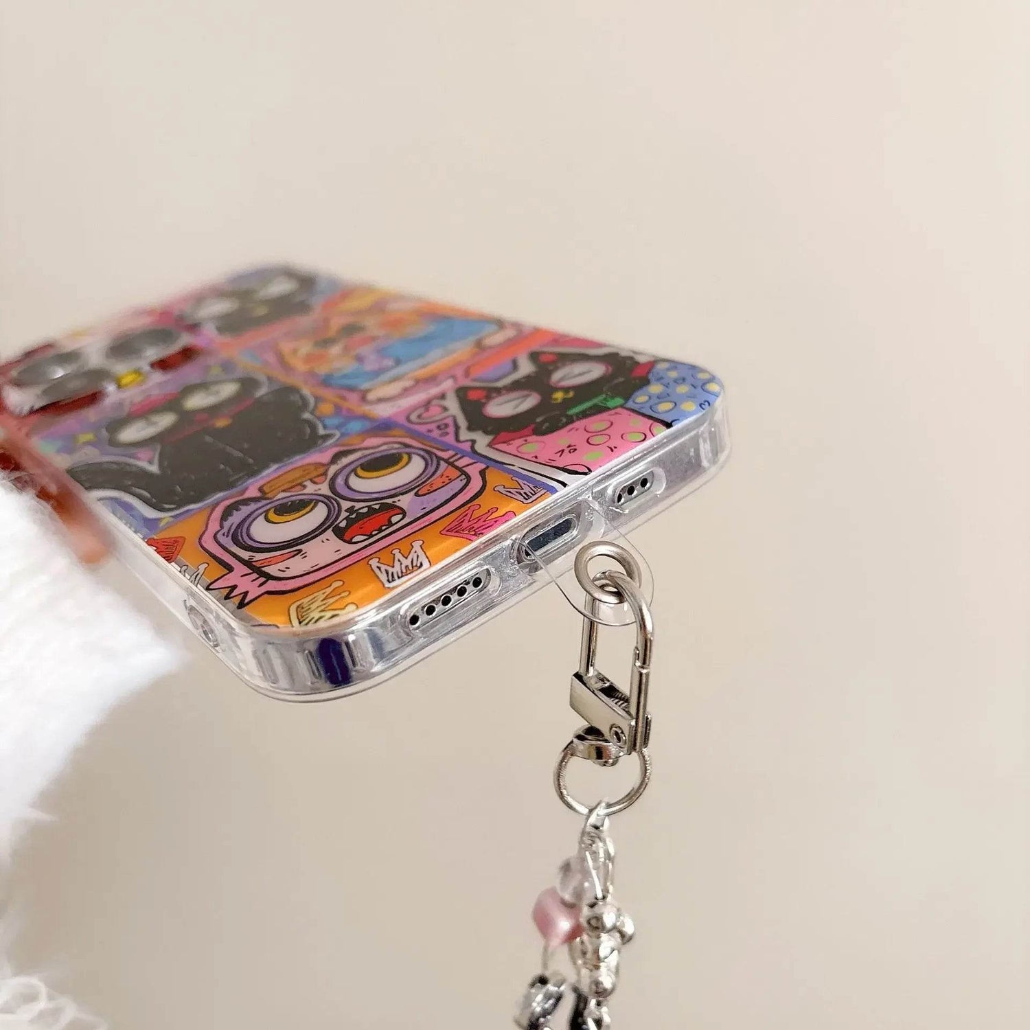 Luna black cat Anime Cartoon Graffiti kitten Funny Phone case For iPhone 16 15 14 13 12 Pro Max Case Cute Luxury Cartoon Cover - Touchy Style