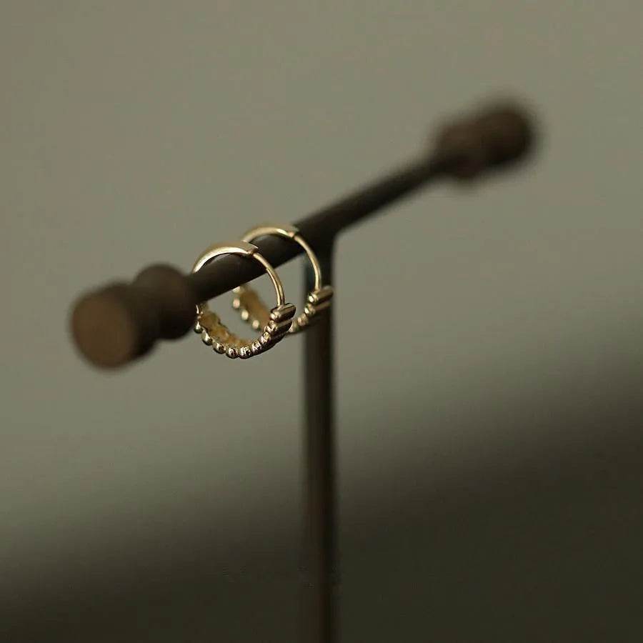 Retro Trendy Ribbed Earrings 925 Sterling Silver Plated 14K Gold Earrings for Women Versatile Jewelry - Touchy Style