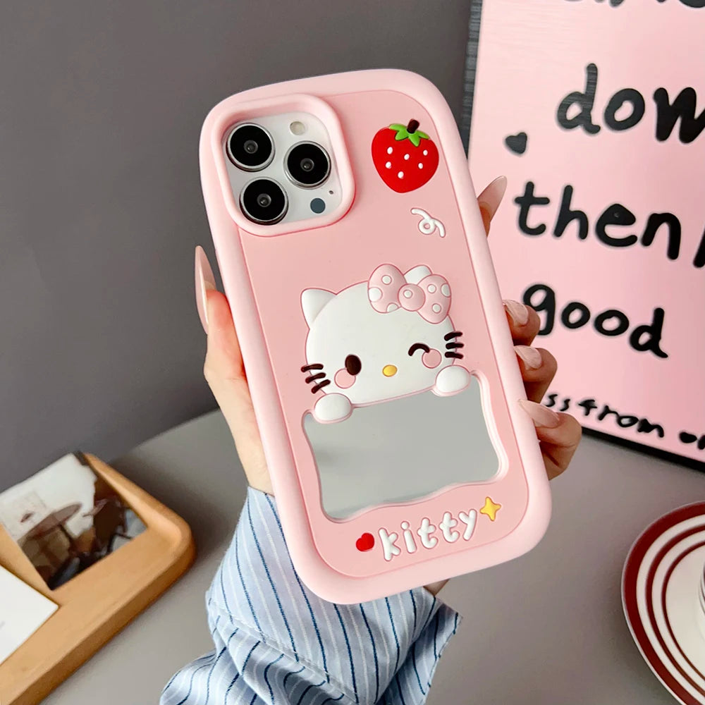 Monsters Berry Bear Cute Phone Cases for iPhone 6 6s 7 8 X XS 11 12 13 14 15 16 Plus Pro Max Soft Mirror Cover
