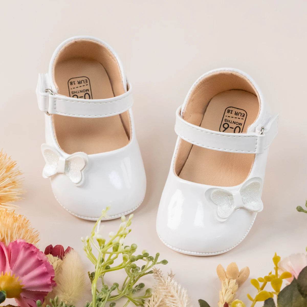 KIDSUN Baby Shoes Newborn Girl Princess PU Toddler Shoes Bow Decor Rubber Sole Anti-Slip First Walker Shoes 0-18M - Touchy Style