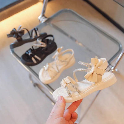 Children Princess Shoes Baby Girls Flat Bling Leather Sandals Fashion Sequin Soft Kids Dance Party Sparkly Shoes Crystal F05214 - Touchy Style