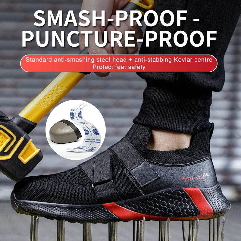 Lightweight Comfort Safety Shoes Men Steel Toe Work Shoes Sneakers Anti-smashing Steel Toe Shoes Indestructible Safety Boots - Touchy Style