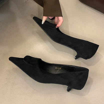 Female Pointed Toe Pumps Ladies Low Heel Shoes Slides Slip On Footwear Fashion Shallow Elegant Women Heeled Shoes Spring Autumn - Touchy Style