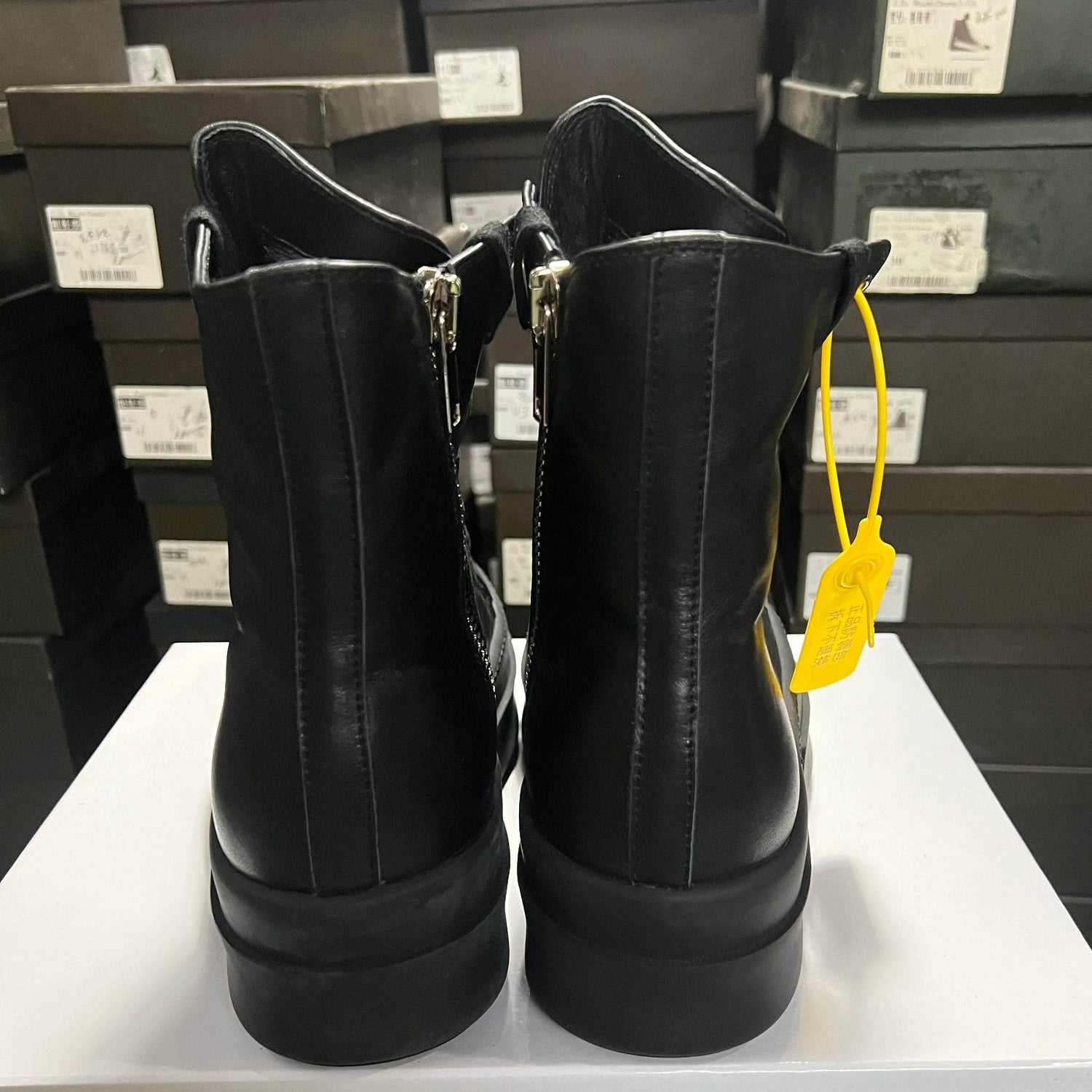 Round Designer Women Ankle Boot Platform 6cm High Original Casual Luxury Girl Dress Black Owens Leather Zip Flat Street Shoe - Touchy Style