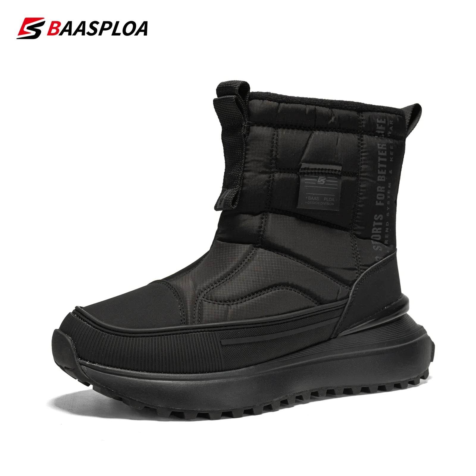 Baasploa Women Winter Snow Boots Leather Waterproof Ankle Boots for Men Fashion Plush Warm Walking Shoe Anti Slip Wear-Resistant - Touchy Style