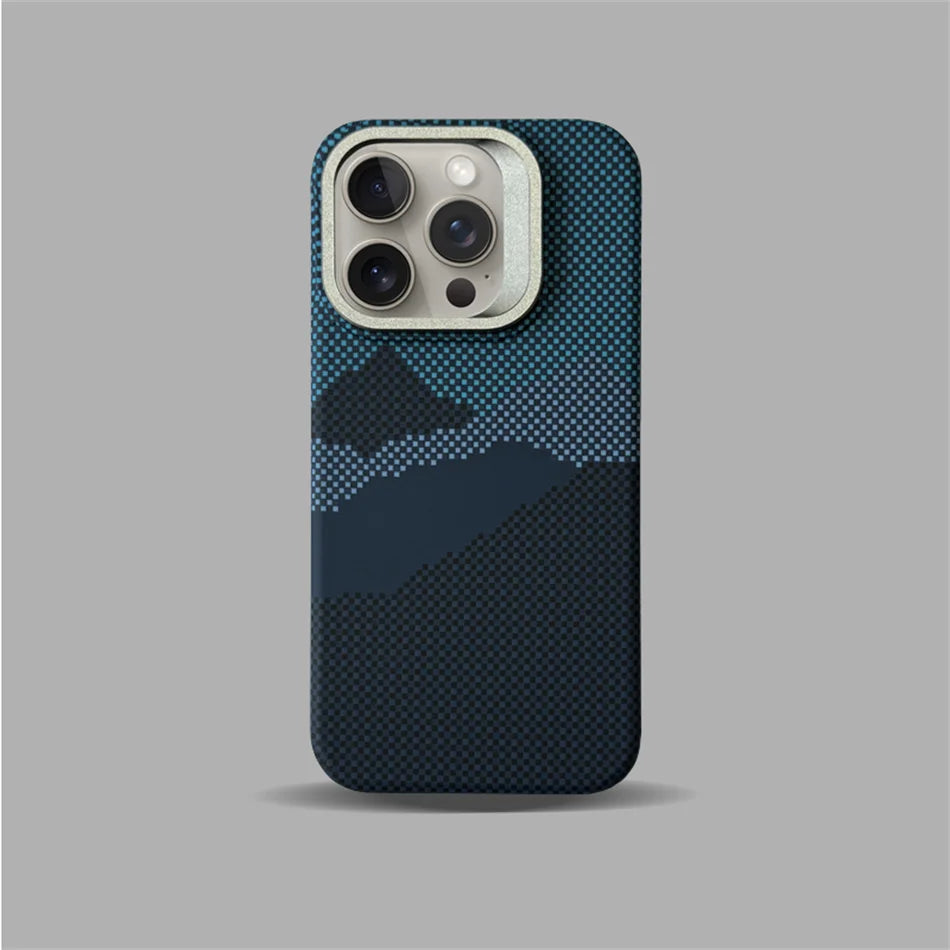 Cute Phone Cases For iPhone 16 Plus, 15, 14, and 13 Pro Max - With Metal Holder - Carbon Fiber Pattern - TSP420
