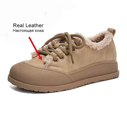 JOZHAMTA 2025 News Women Ankle Boots Kid Suede Snow Boots Warm Wool Short Sneakers Winter Low Heel Shoes Size 35-40 - Touchy Style