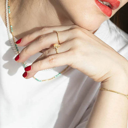 925 Sterling Silver Plated 18K Gold Imitate Opal Zircon Ring Luxury High Quality Jewelry Gifts For Women Girls - Touchy Style