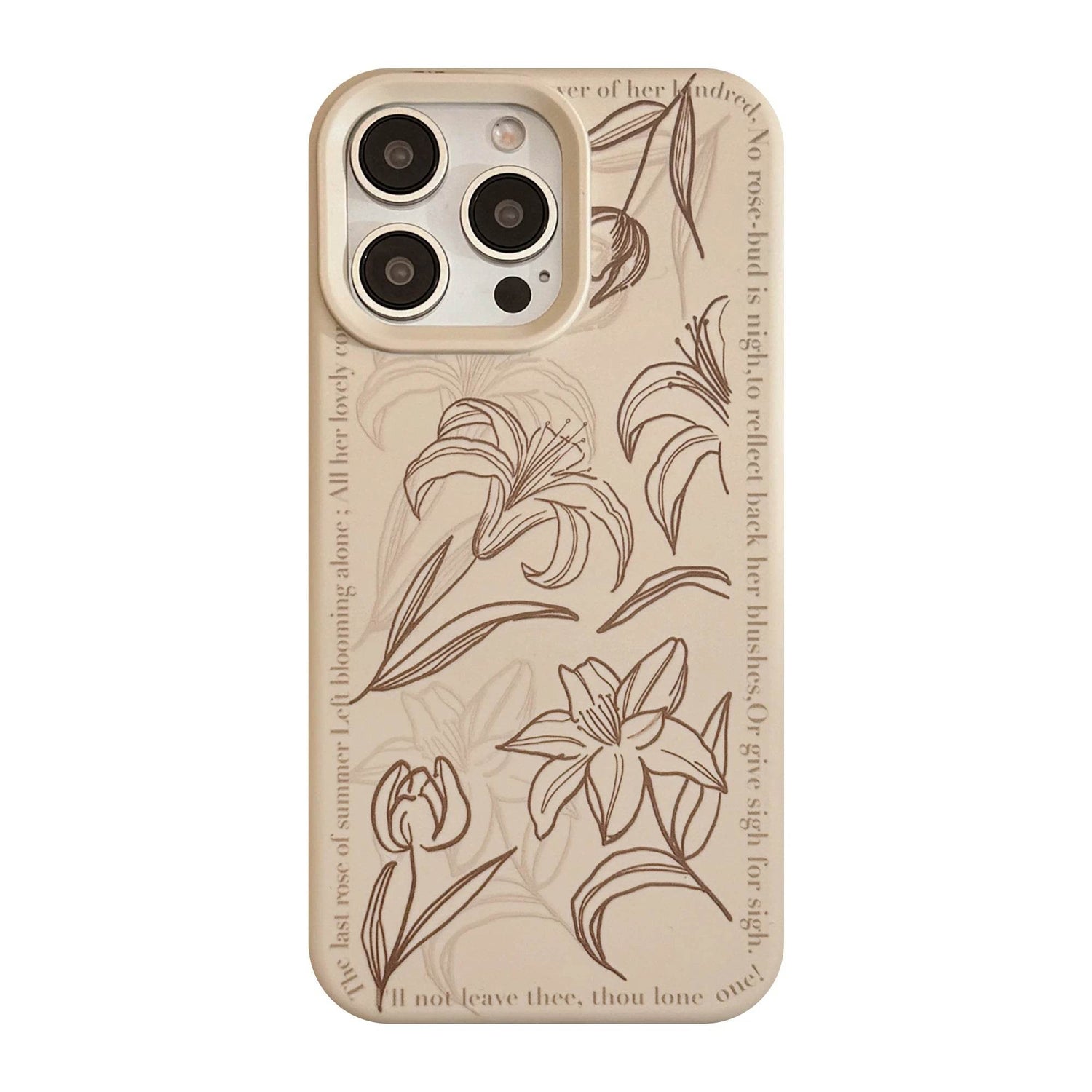Cute Phone Cases For iPhone 16, 15, 14, 13 Pro Max - Artistic Lily Flower Pattern - Chic Back Cover - PC006 - Touchy Style