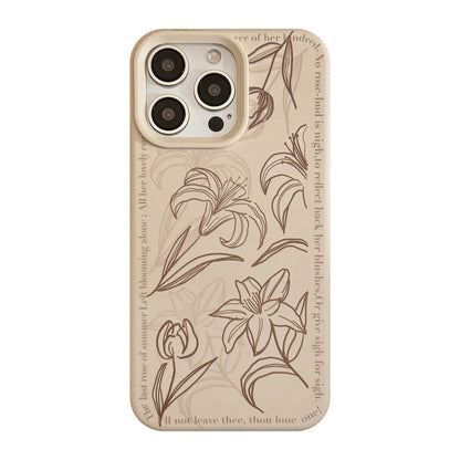 Cute Phone Cases For iPhone 16, 15, 14, 13 Pro Max - Artistic Lily Flower Pattern - Chic Back Cover - PC006 - Touchy Style