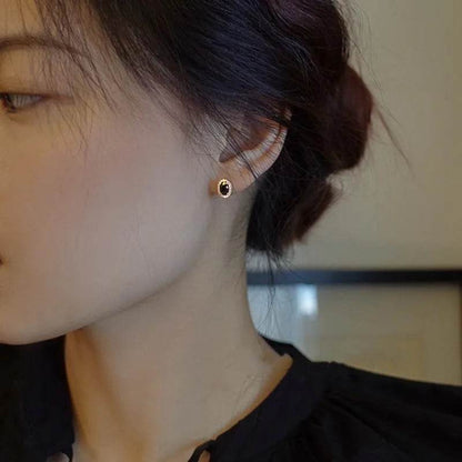925 Sterling Silver Inlay Zircon Black Agate Earrings for Women High Quality Exquisite Jewelry Accessories - Touchy Style