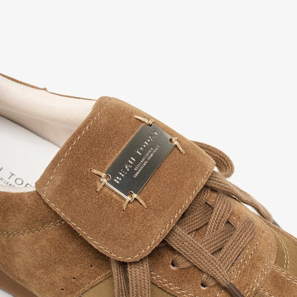 BEAUTODAY Fashion Trainers Women Cow Suede Sneakers Metal Buckle Leather Flats Lace Up Female Casual Shoes Handmade 29897