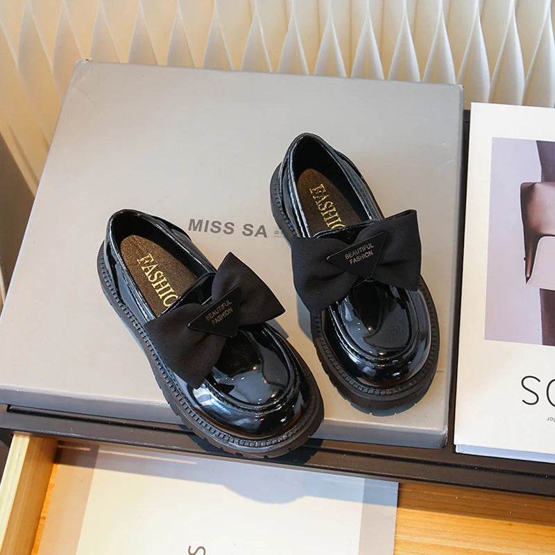 Kids Loafers Black Bow Versatile 2023 Breatheable Slip-on Simple Children Fashion Leather Shoes Cute Sweet Princess Casual Shoes - Touchy Style