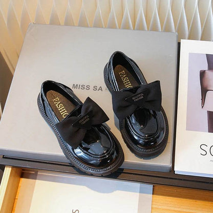 Kids Loafers Black Bow Versatile 2023 Breatheable Slip-on Simple Children Fashion Leather Shoes Cute Sweet Princess Casual Shoes - Touchy Style