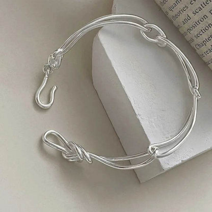 PANJBJ 925 Sterling Silver Line Tie Bracelet for Women Hollow Out Hook Buckle Korean Ins Punk Jewelry Party Gifts Dropshipping - Touchy Style