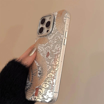 Cute Phone Cases - Chinese Electroplated Golden Snake Pattern - Auspicious Phone Case for iPhone 16 15 14 13 Pro Max Back Phone Cover - Touchy Style