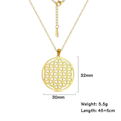 Necklaces Charm Jewelry - Stainless Steel Chain - Flower of Life - CJ0141 - Touchy Style