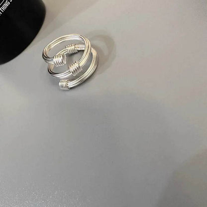 PANJBJ 925 Sterling Silver Weave Texture Rings For Women Twine Three Layers Trend Design Originality Jewelry Gift Dropshipping - Touchy Style
