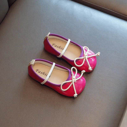 Smooth and Brightly Patent Leather Shoes for Kids Girls Simple Bow-tie Mary Janes Shoes Flats Kawaii Slip on Shoes Girl F07193 - Touchy Style