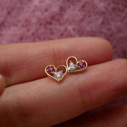 Genuine 925 Sterling Silver Sweet Trendy Romantic Elegant Heart CZ Stud Earrings for Women Wedding Jewelry - Touchy Style