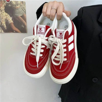 Autumn New Style Red Thick Sole Canvas Shoes Leisure Fashion Women&