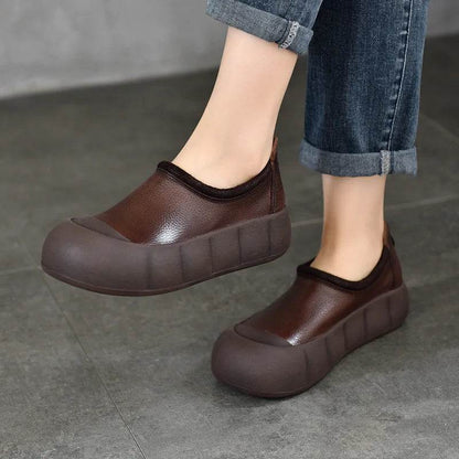 Round Toe Genuine Leather Women&